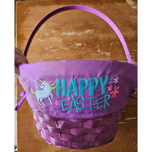 Purple Unicorn Easter Basket With Cloth Liner - Picture 1 of 8